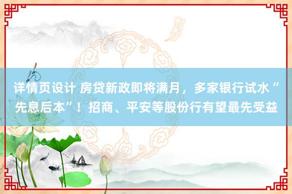 详情页设计 房贷新政即将满月，多家银行试水“先息后本”！招商、平安等股份行有望最先受益