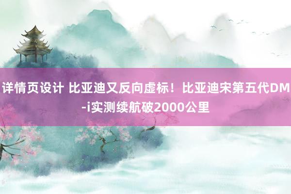 详情页设计 比亚迪又反向虚标！比亚迪宋第五代DM-i实测续航破2000公里