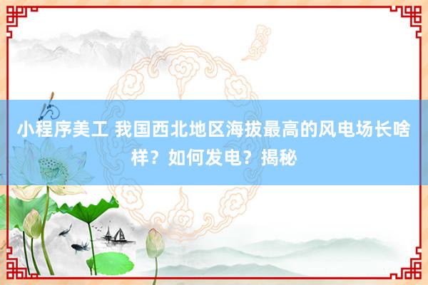 小程序美工 我国西北地区海拔最高的风电场长啥样？如何发电？揭秘