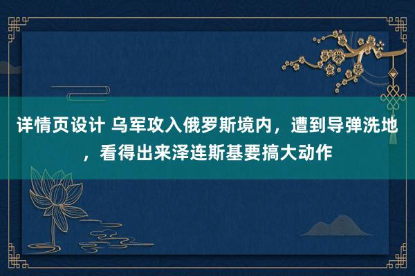 详情页设计 乌军攻入俄罗斯境内，遭到导弹洗地，看得出来泽连斯基要搞大动作