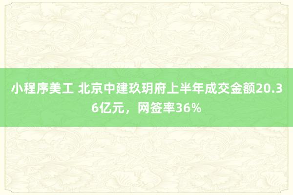 小程序美工 北京中建玖玥府上半年成交金额20.36亿元，网签率36%